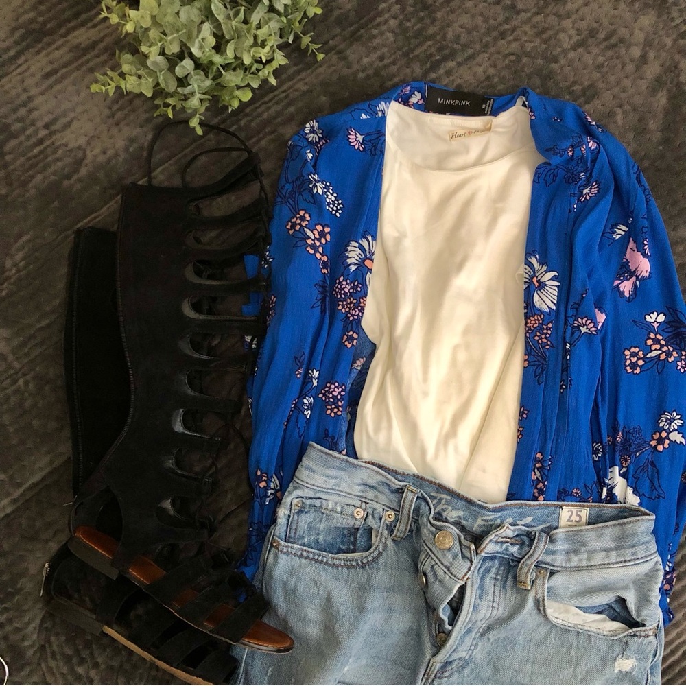 MINKPINK Blue Floral Duster